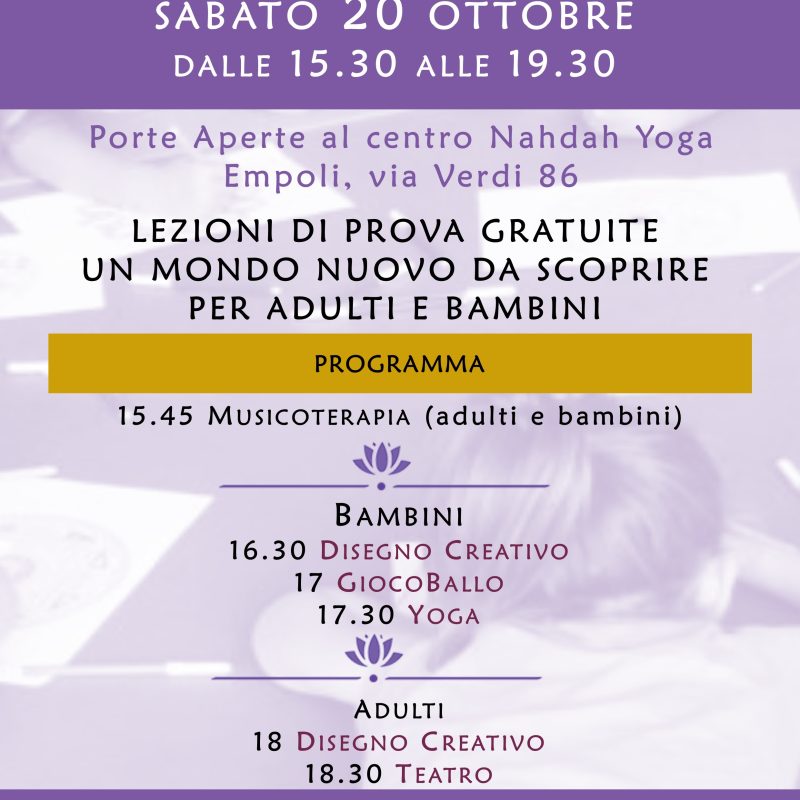 20 OTTOBRE 2018 OPEN DAY  “Nahdah tra Arte e Ballo”