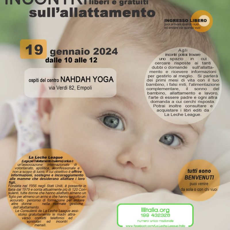 La Leche League: incontro gratuito sull’allattamento venerdì 19 gennaio ore 10